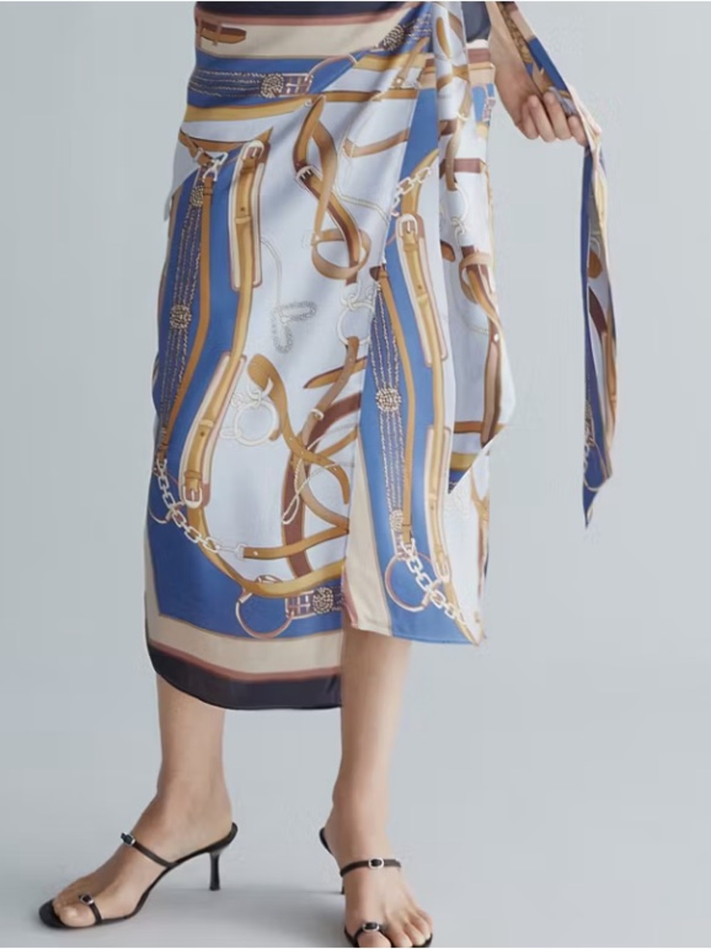 Mango Blue SKIRT WITH CHAIN PRINT AND BOW DETAIL